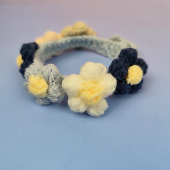 Collare per gatti Handmade con Fiori (Blu) - immagine 5
