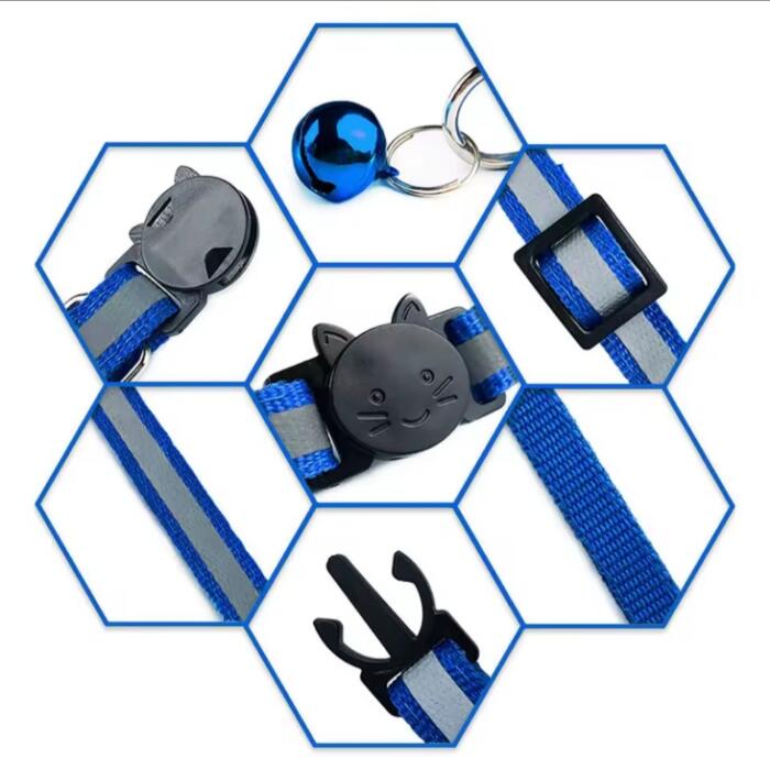 Collare  per gatti riflettente regolabile con campanellino (verde) - immagine 6